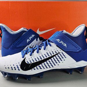 Nike Alpha Menace Pro 2 Mid Men's Football Cleats White Black Royal Size 11.5